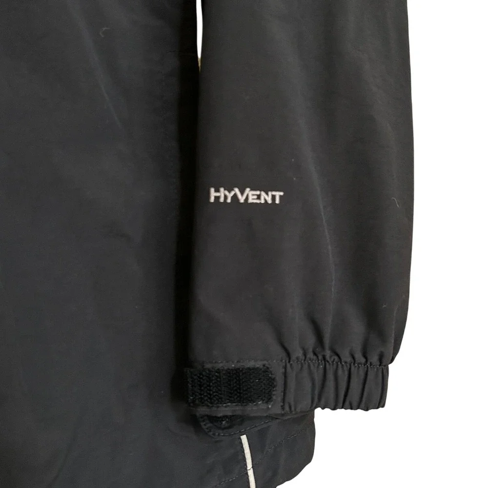 The North Face HyVent Girl's Jacket Large Black Waterproof Shell No‎ Hood/Lining
